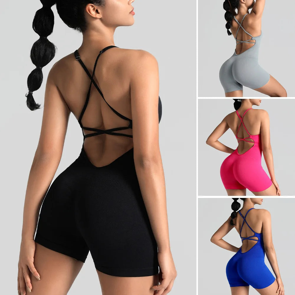 Yoga Sets Gym Jumpsuits Women Sports Overalls Active Wear Fitness Clothing Workout Clothes Shorts Outfits