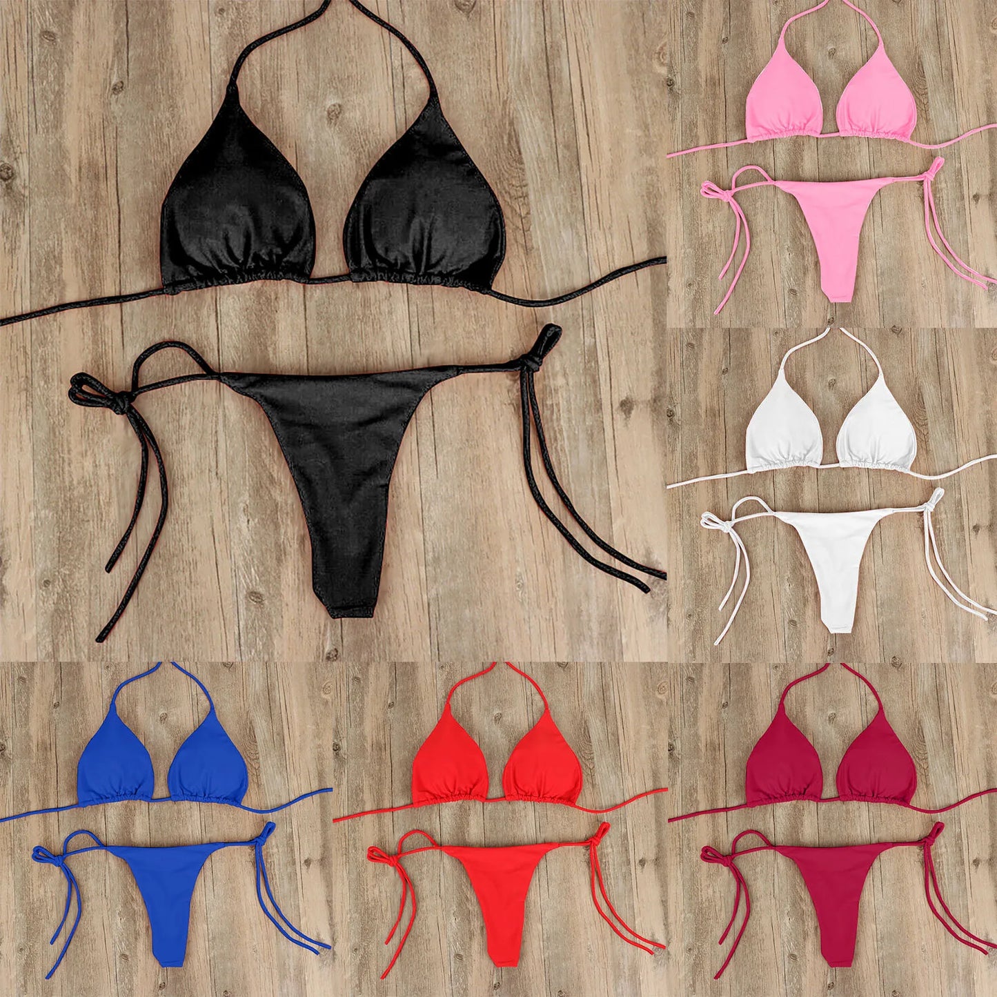 Worms Sexy Swimsuit Push-up Padded Bra Thong Two Piece Bathing Suit