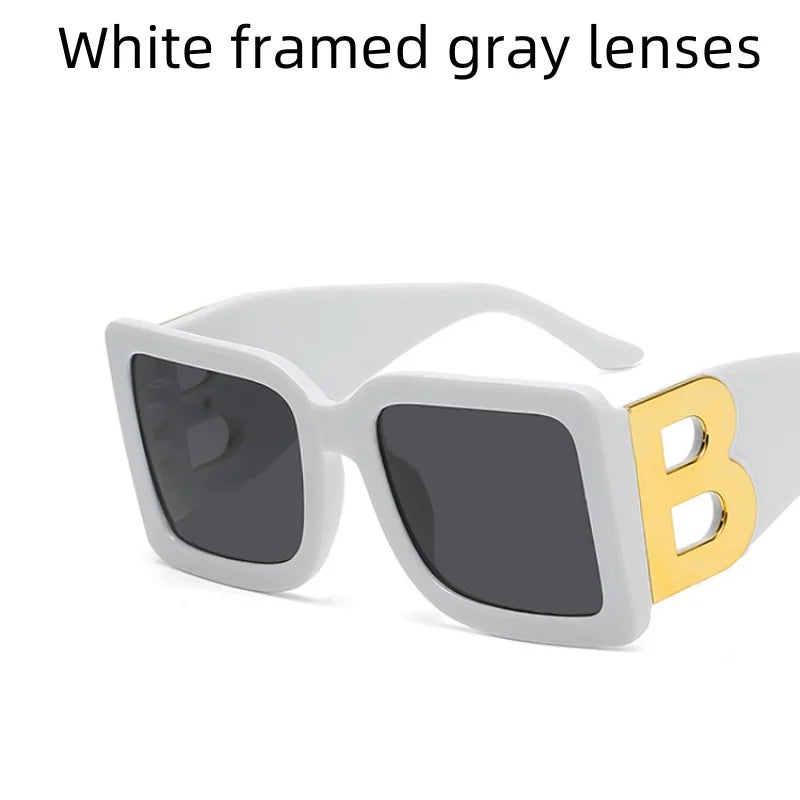 Women's Sunglasses Large Frame Square B Letter Trendy Vintage Fashionable Wear UV400 Shades