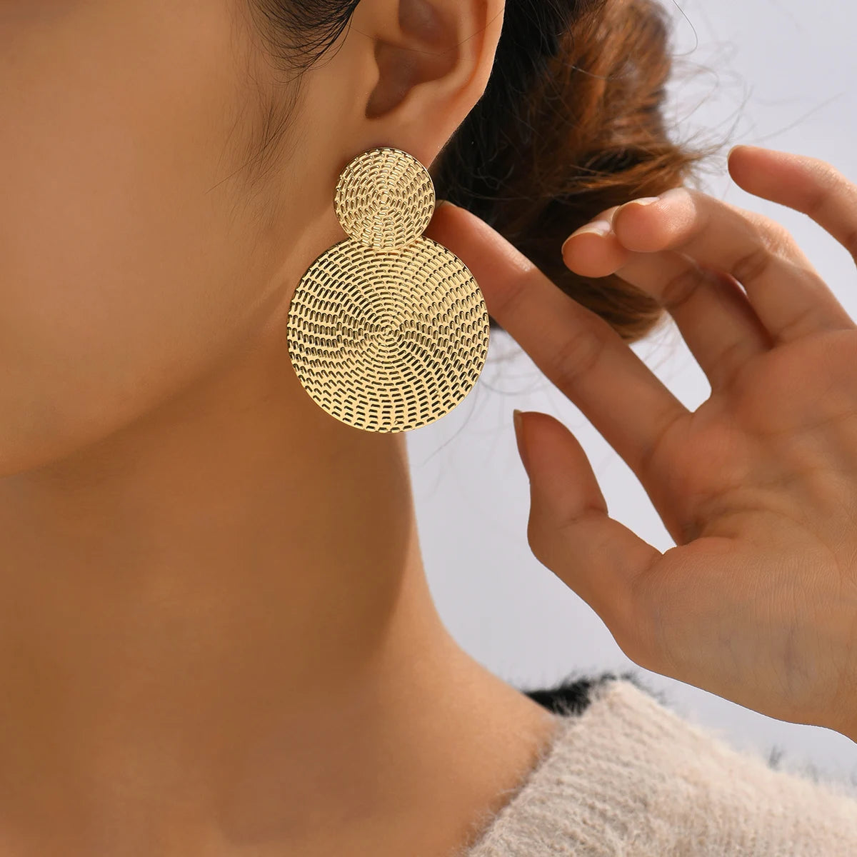 Bohemia Trendy Geometric Metal Round Earrings For Women Fashion Wedding Jewelry