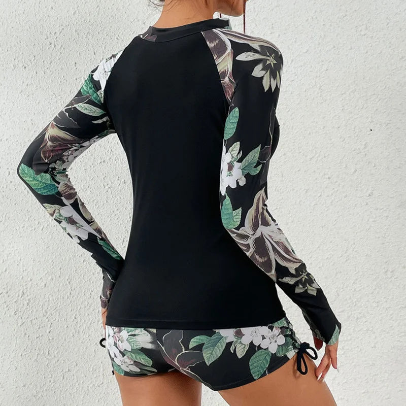 Female Swimsuit With Long Sleeves Sports Surfing Set Two-Piece Bathing Suits