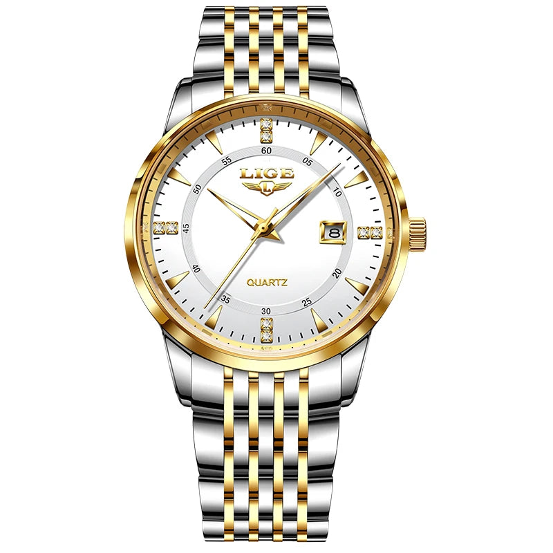 LIGE New Waterproof Watches Women's Bracelet Watch Top Brand Luxury Date Quartz Watch