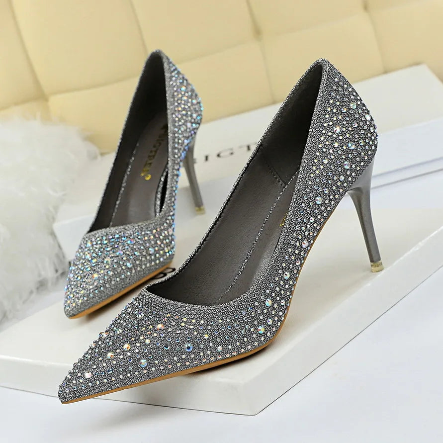 Rhinestone Women Pumps Sexy Stiletto Women High Heels Pointed Toe Women Heels Pumps Women Shoes Party Wedding Shoes Scarpe Donna