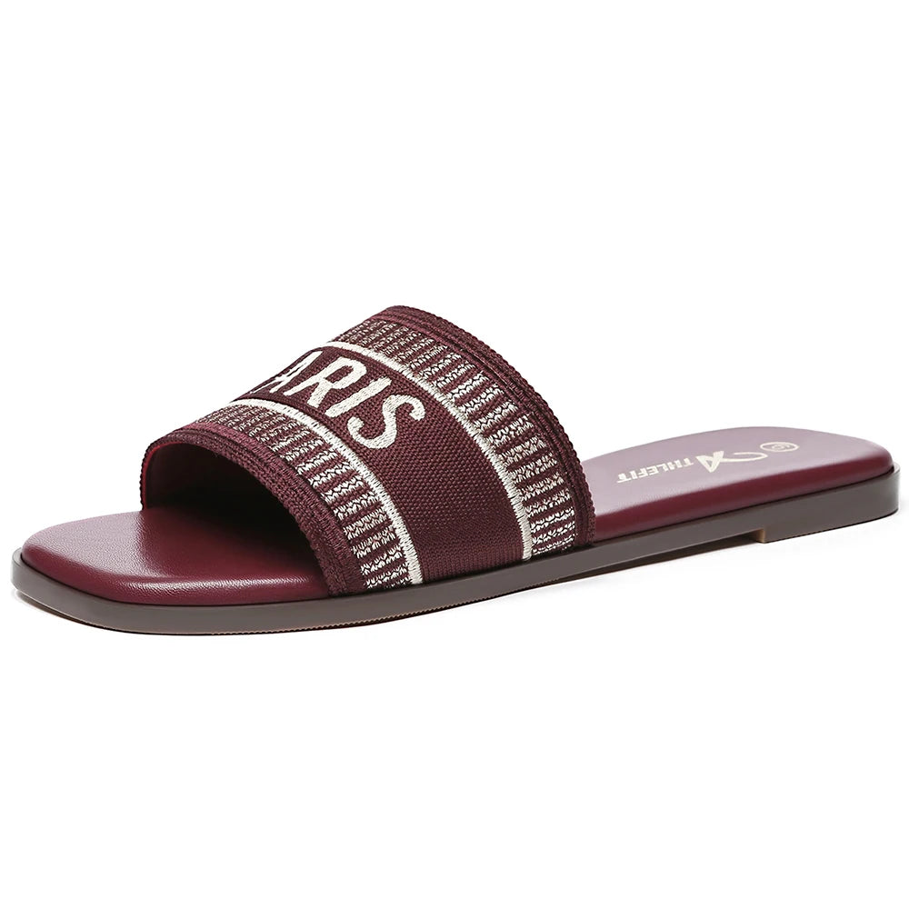 Women Letter Flat Sandals Casual Comfortable Vintage Slippers