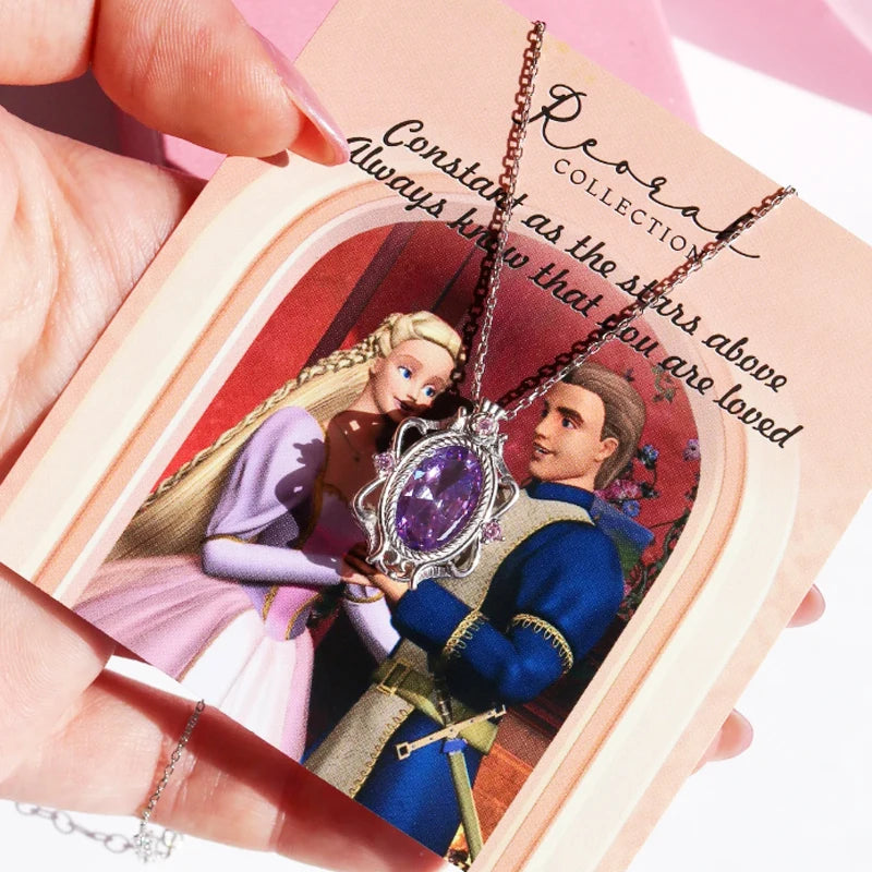 Rapunzel Necklace For Women Fashion Jewelry Accessories Purple Lilac Zirconia Princess Necklace