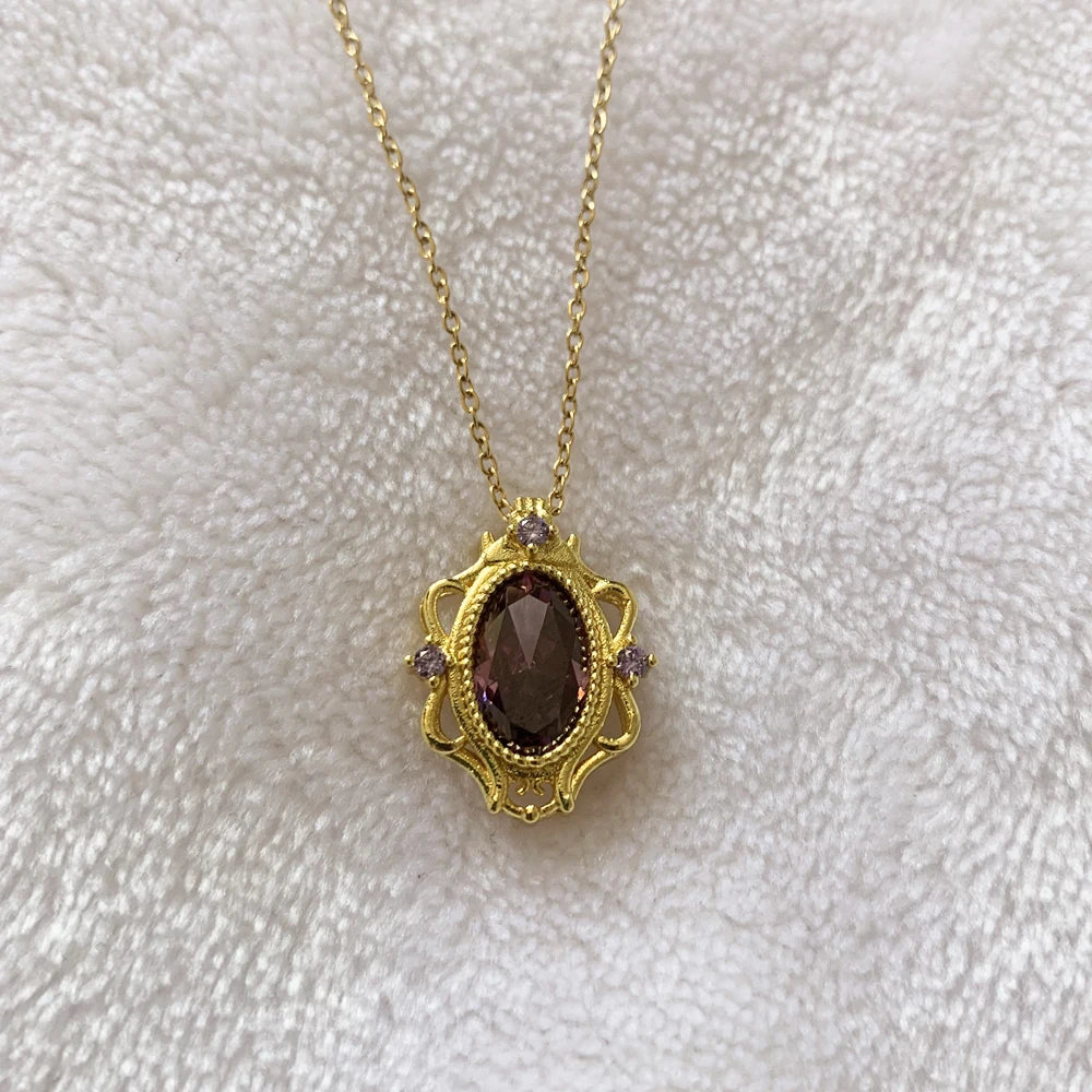 Rapunzel Necklace For Women Fashion Jewelry Accessories Purple Lilac Zirconia Princess Necklace