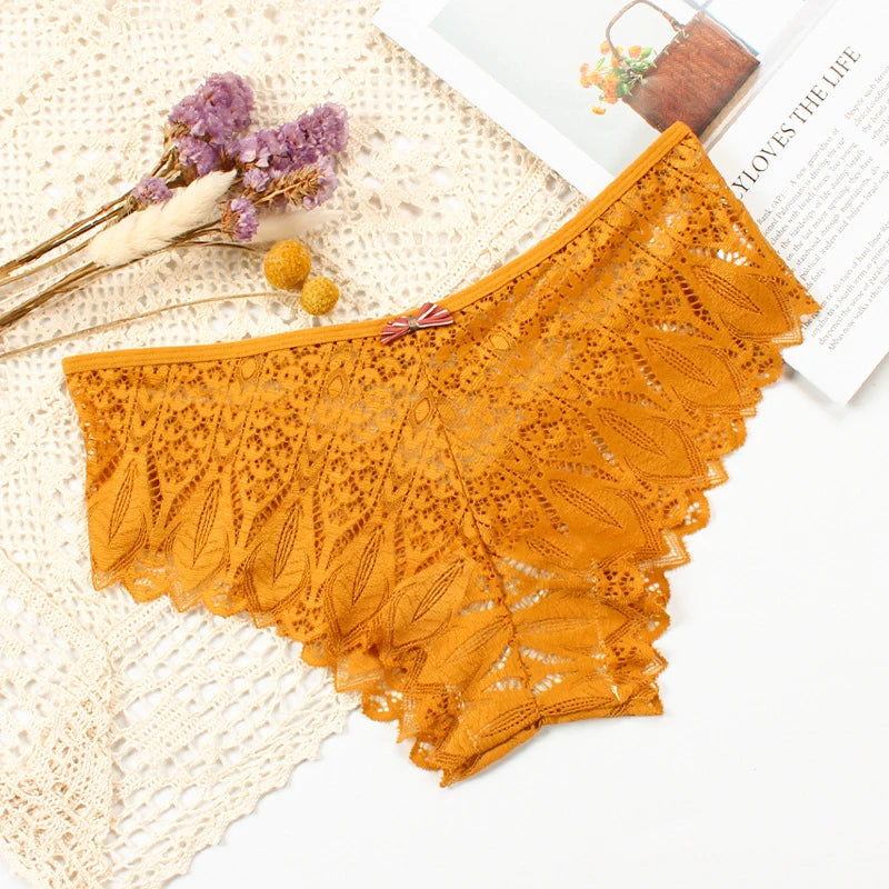 Sexy Panties Low Waist Underwear Transparent Lace Briefs Breathable Soft Lingerie