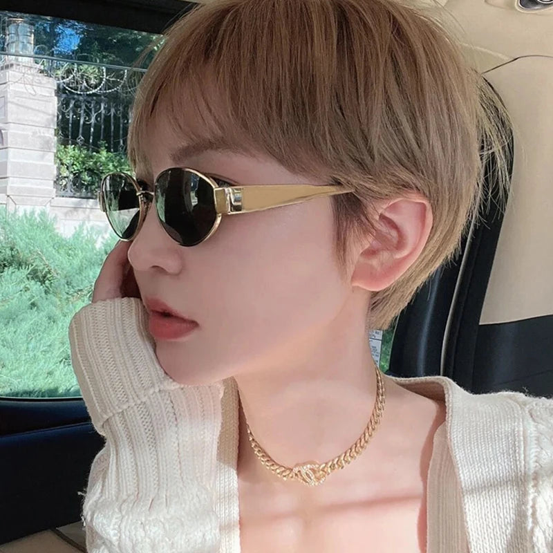 Sunglasses For Women UV400 Alloy Oval Eyewear