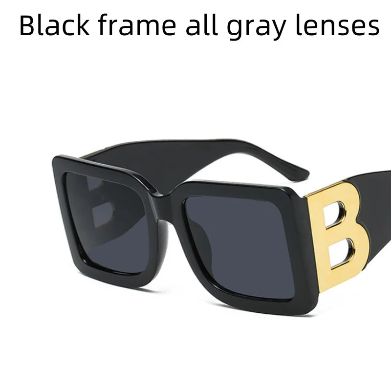 Women's Sunglasses Large Frame Square B Letter Trendy Vintage Fashionable Wear UV400 Shades