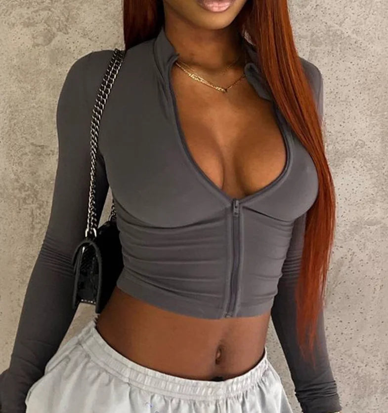 Women's Clothing Fashion 2025 Spring Summer Casual Sports Style Solid Color Bm Zipper Cardigan Long Sleeved Top Jacket
