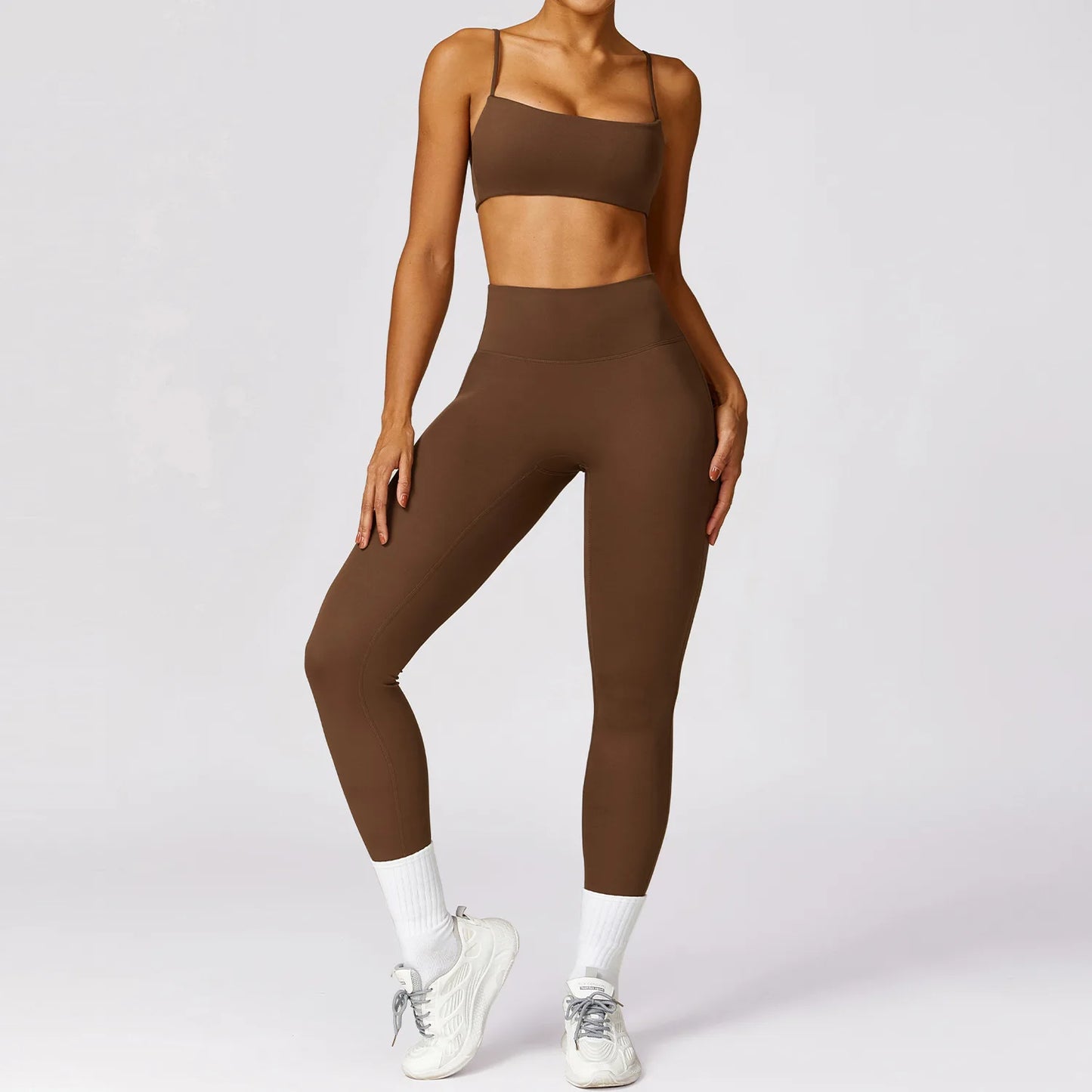 Women Tracksuit Yoga Set Nude Sport Suits Sexy Quick Dry Sportswear Workout Clothes Athletic Wear Gym Leggings Fitness Bra Sets