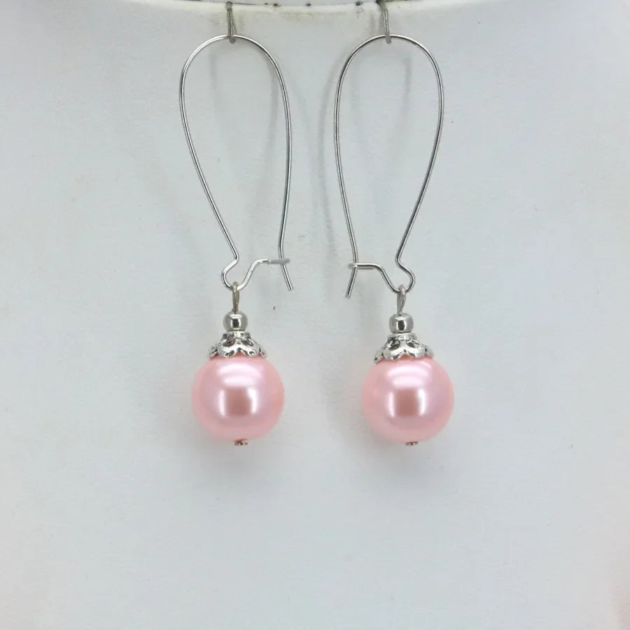 Necklace for Women 12mm Pink Pearl Necklace Bracelet Earrings Sets Jewelry