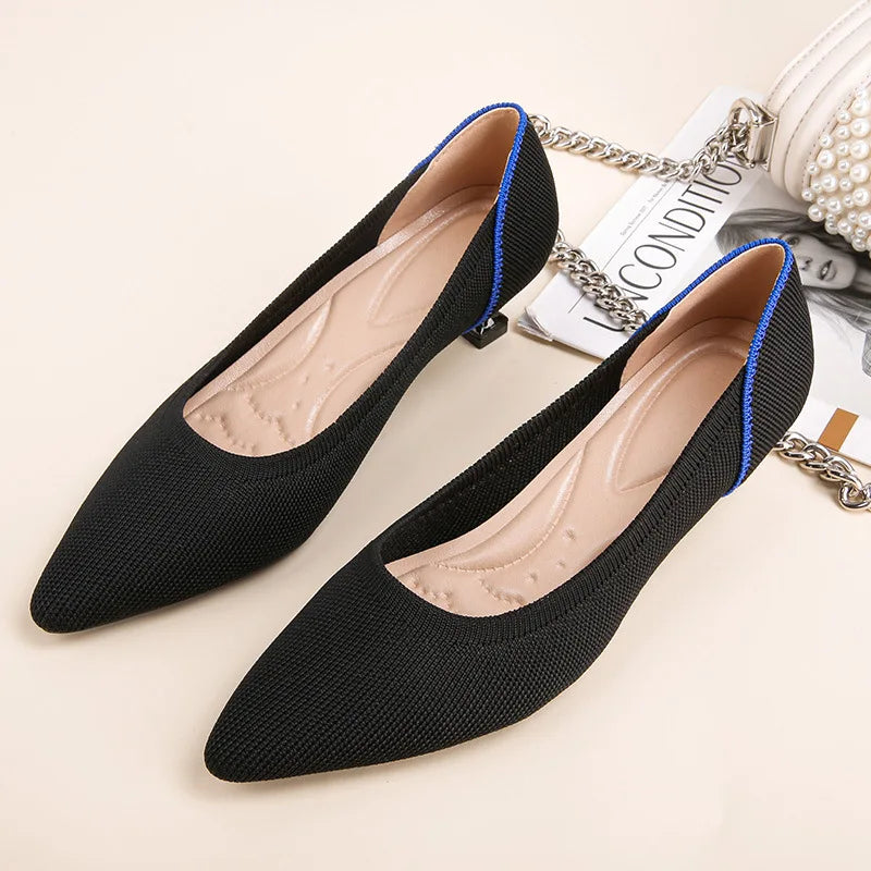 Women's high heels shoes beautiful breathable sweat absorbing comfortable shallow mouth heel