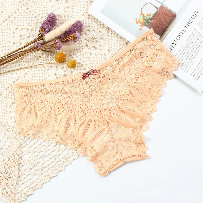 Sexy Panties Low Waist Underwear Transparent Lace Briefs Breathable Soft Lingerie