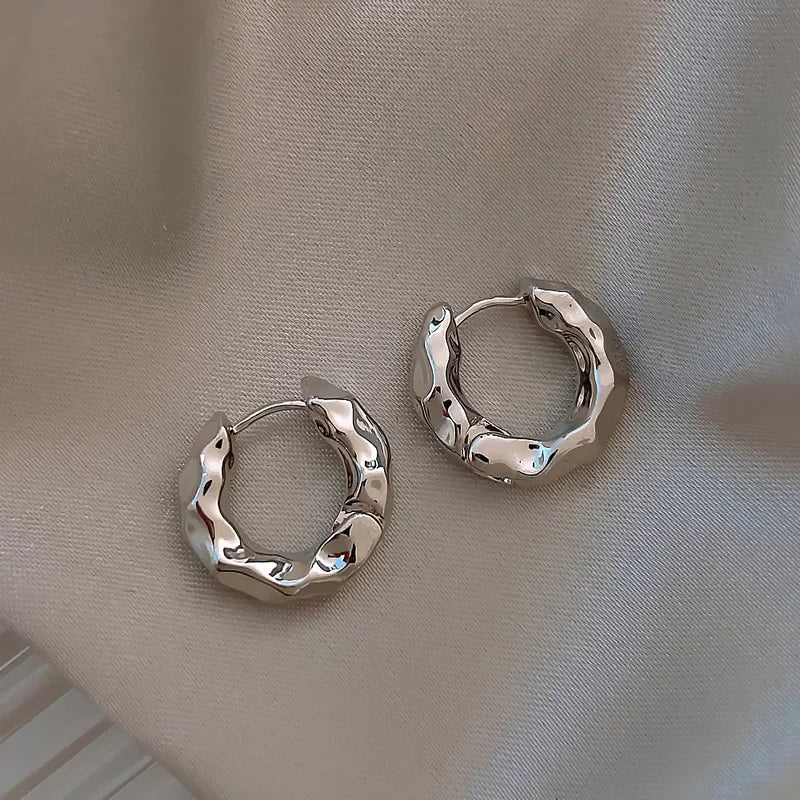 Trendy 925 Sterling Silver Circle Earrings for Women Real Silver Ear Hoop Earrings