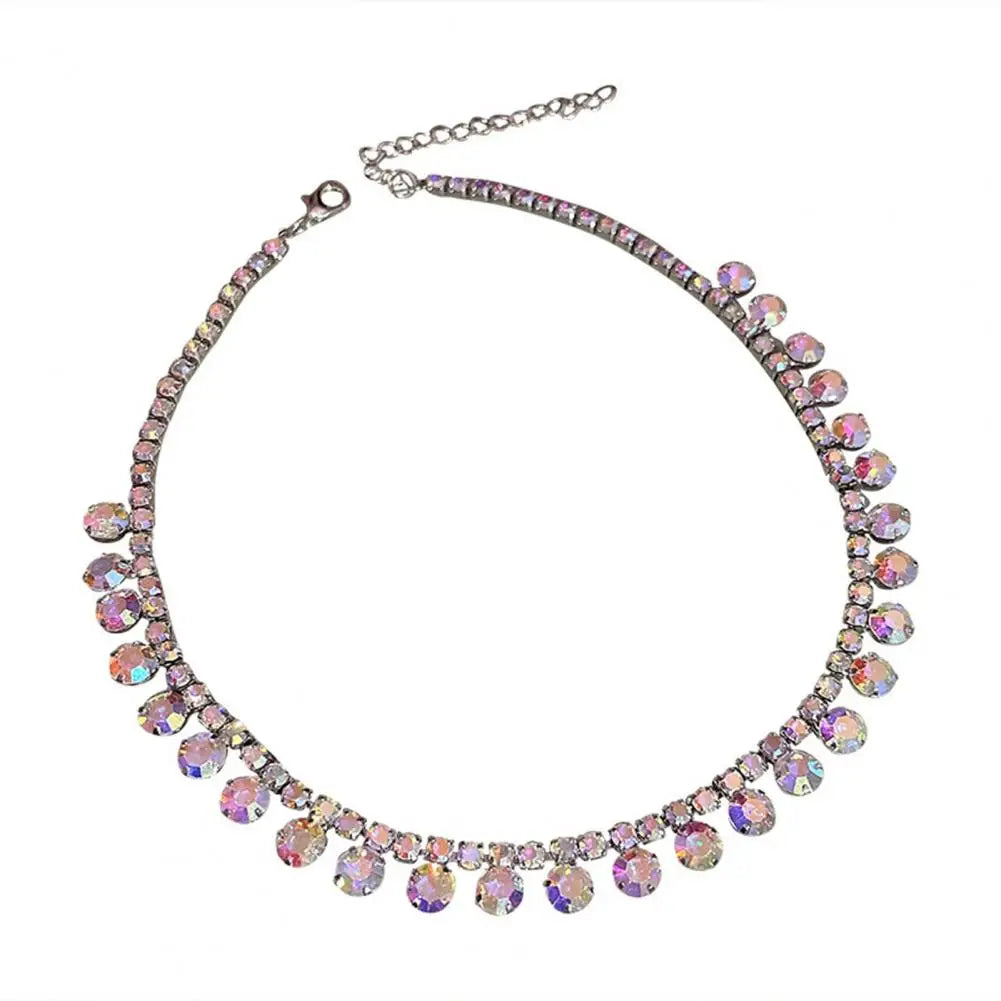 Flaring Rhinestone Necklace Clavicle Chain Women Jewelry Women Necklace ConciseChic Modern Graceful Women Choker Necklace