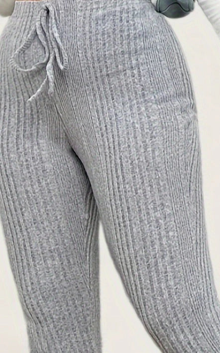 Plus Size 1XL-5XL Fashionable Women's Solid Color Slim Leggings Pants Ladies Casual Lace Up Pants Women's Casual Cropped Pants