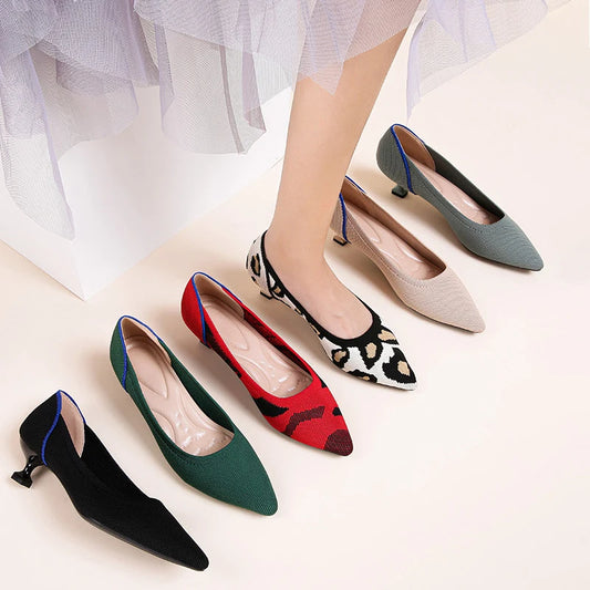 Women's high heels shoes beautiful breathable sweat absorbing comfortable shallow mouth heel