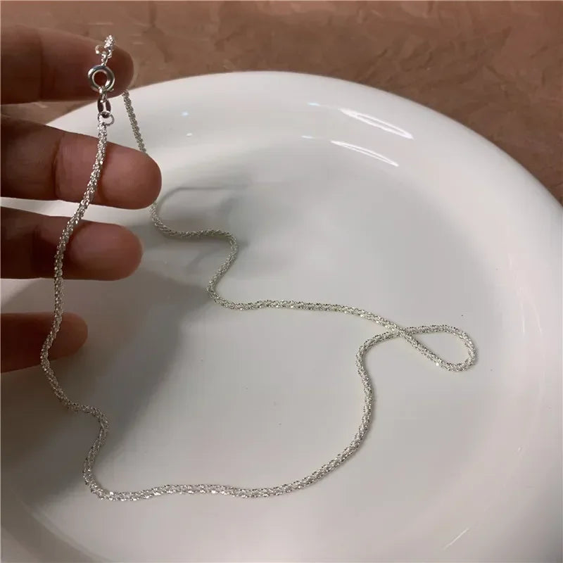 Popular Sparkling Necklace for Women Clavicle Chain Choker Silver Color Fashion Jewelry