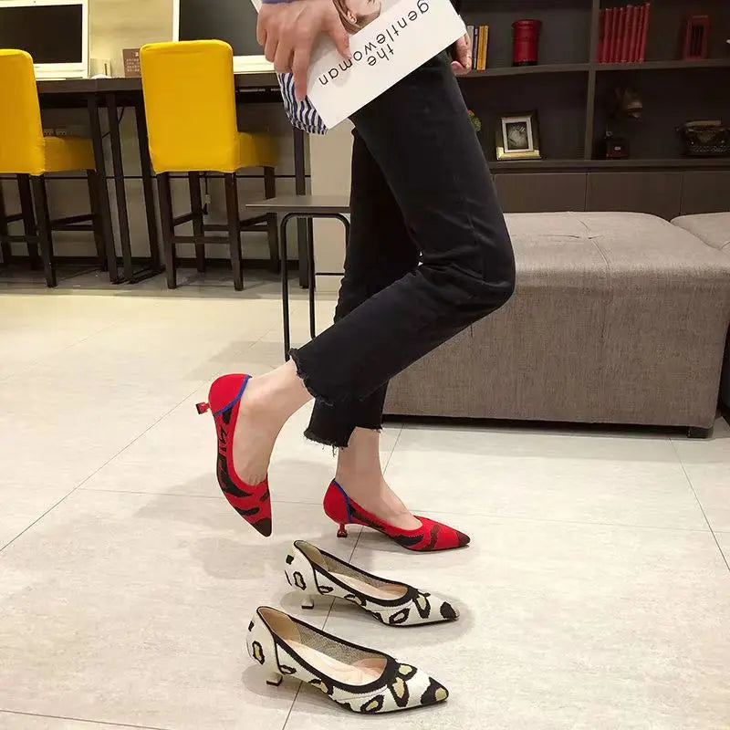 Women's high heels shoes beautiful breathable sweat absorbing comfortable shallow mouth heel