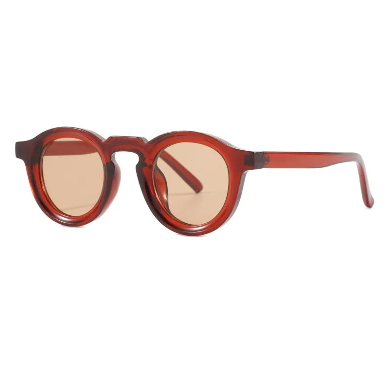 Round Sunglasses Women's Punk Shades  Retro Trending Sun Glasses Clear Lens Frame UV400