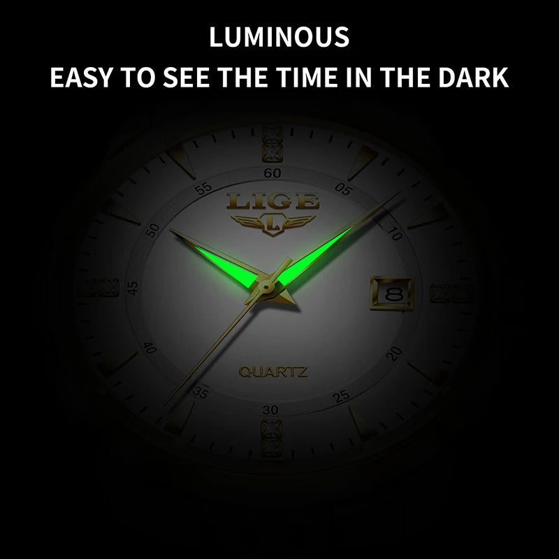 LIGE New Waterproof Watches Women's Bracelet Watch Top Brand Luxury Date Quartz Watch