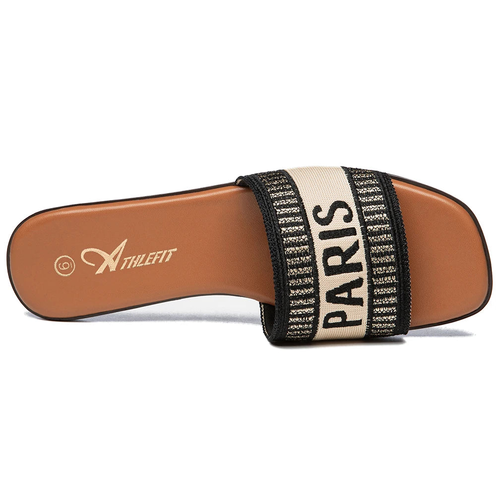 Women Letter Flat Sandals Casual Comfortable Vintage Slippers