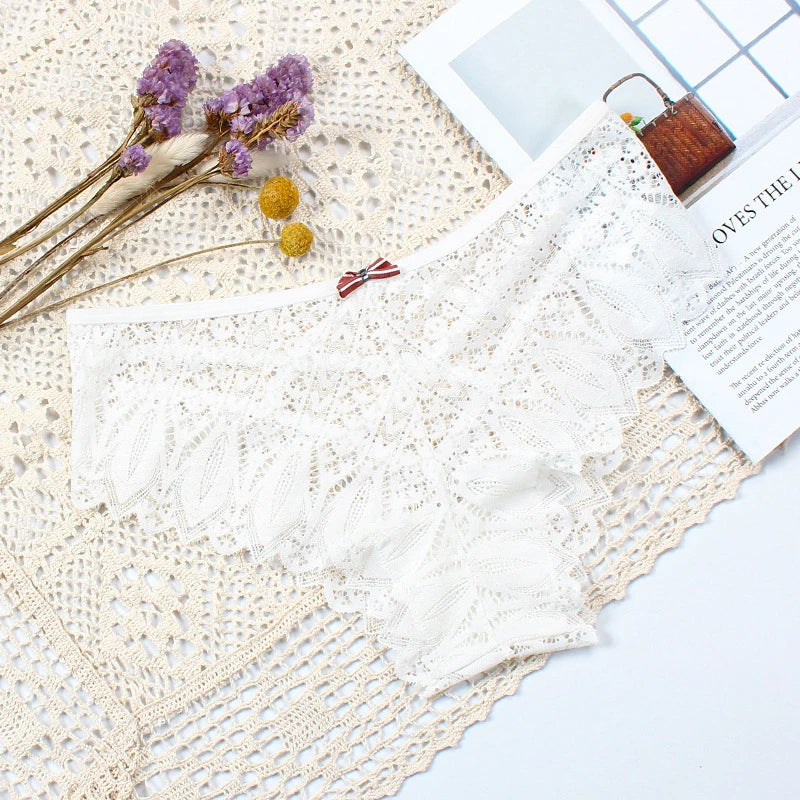 Sexy Panties Low Waist Underwear Transparent Lace Briefs Breathable Soft Lingerie